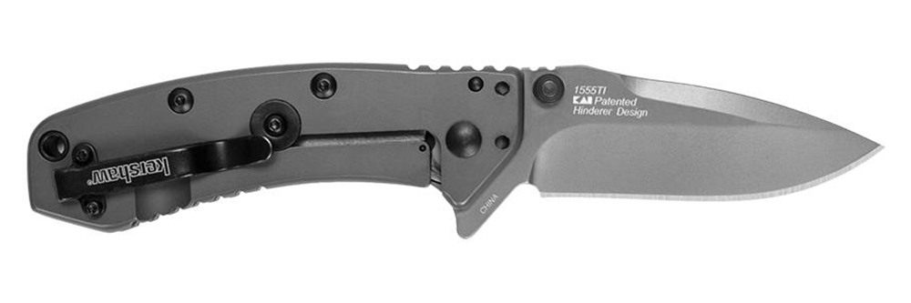 Kershaw 1555TI Cryo 2.75in Folding Drop Point Plain Gray TiN 8 Cr13 MoV SS view 2