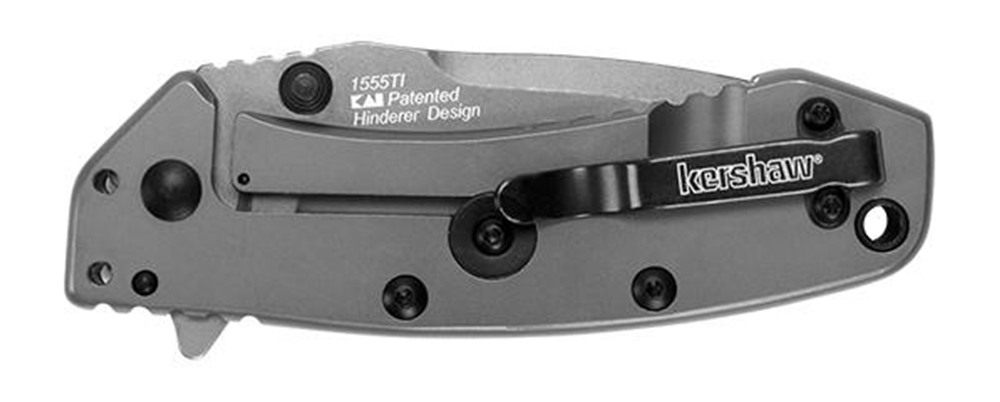 Kershaw 1555TI Cryo 2.75in Folding Drop Point Plain Gray TiN 8 Cr13 MoV SS view 3