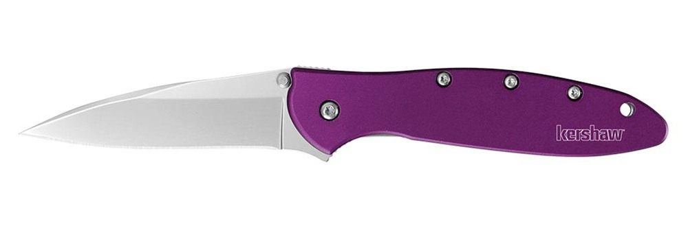 Kershaw 1660PUR Leek 3in Folding Drop Point Plain Bead Blasted 14C28N Steel view 3