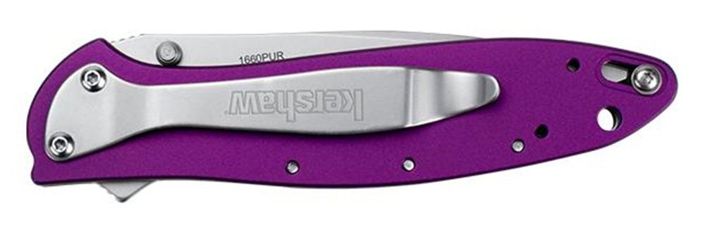 Kershaw 1660PUR Leek 3in Folding Drop Point Plain Bead Blasted 14C28N Steel view 4