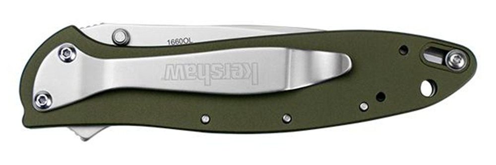 Kershaw 1660OL Leek 3in Folding Drop Point Plain Bead Blasted 14C28N Steel view 3
