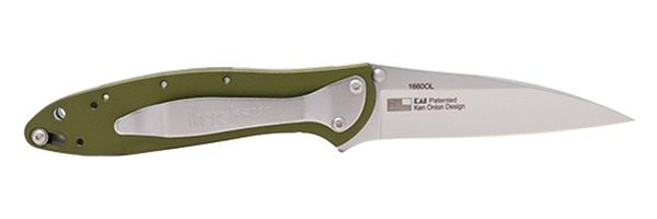 Kershaw 1660OL Leek 3in Folding Drop Point Plain Bead Blasted 14C28N Steel view 4