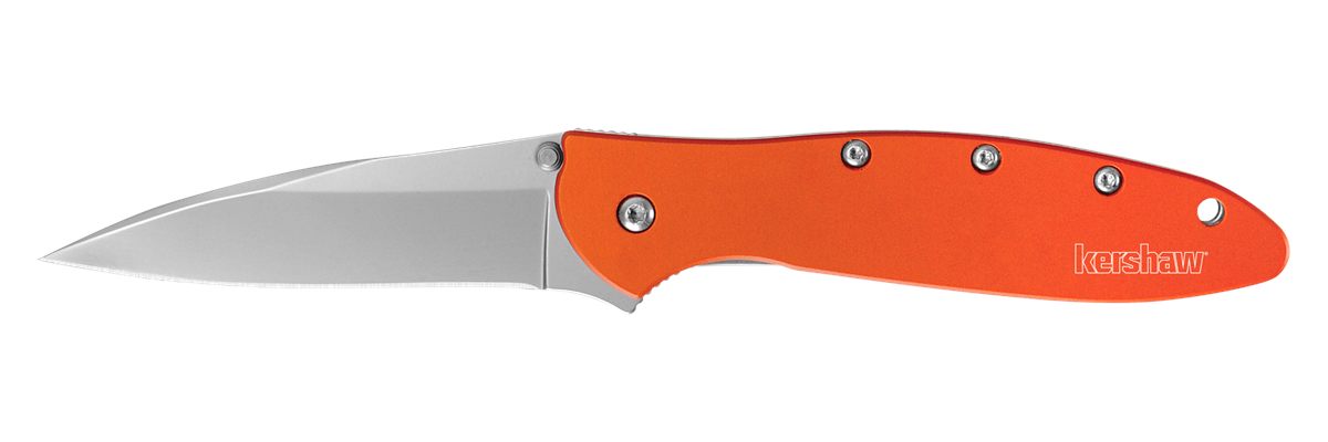 Kershaw 1660OR Leek 3in Folding Drop Point Plain Bead Blasted 14C28N Steel