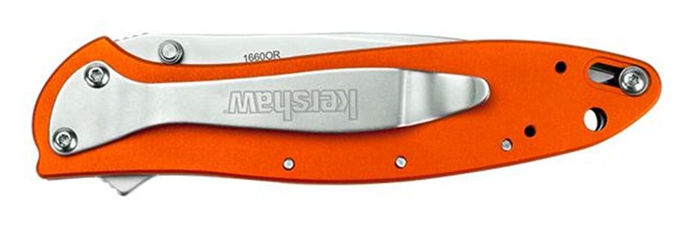 Kershaw 1660OR Leek 3in Folding Drop Point Plain Bead Blasted 14C28N Steel view 3