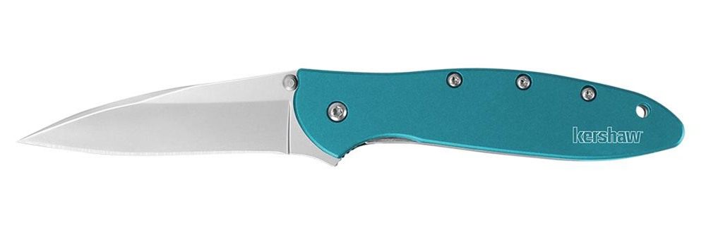 Kershaw 1660TEAL Leek 3in Folding Drop Point Plain Bead Blasted 14C28N Stee view 2