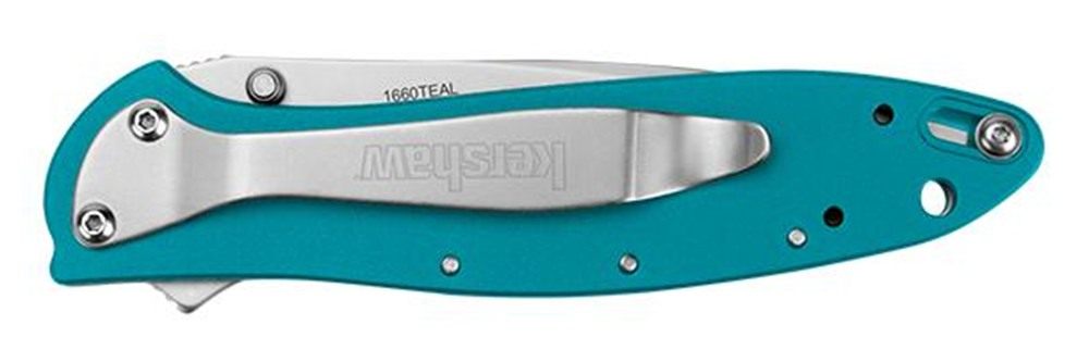 Kershaw 1660TEAL Leek 3in Folding Drop Point Plain Bead Blasted 14C28N Stee view 3