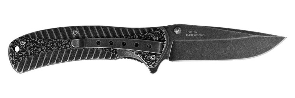 Kershaw Knives Starter Folding Knife 3-2/5in Drop Point Blade Blackwash