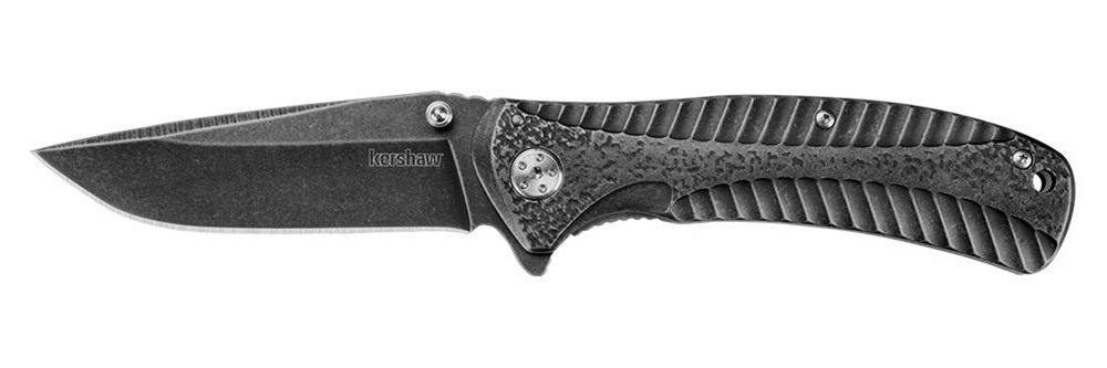 Kershaw Knives Starter Folding Knife 3-2/5in Drop Point Blade Blackwash view 2