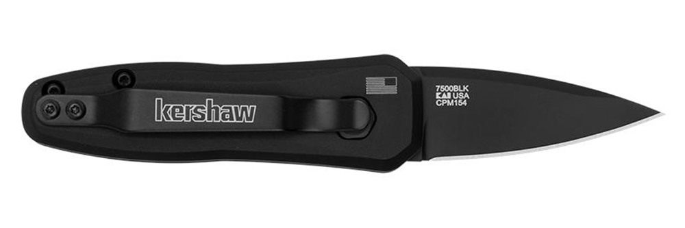 Kershaw 7500BLK Launch 4 1.90in Folding Spear Point Plain Black DLC CPM 154 view 2