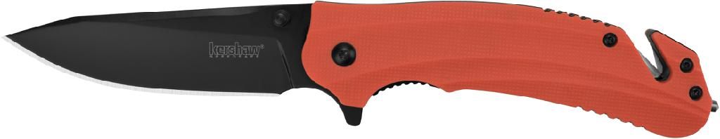 Kershaw Knives Barricade Knife Plain Edge Assisted Open-orange Hangable