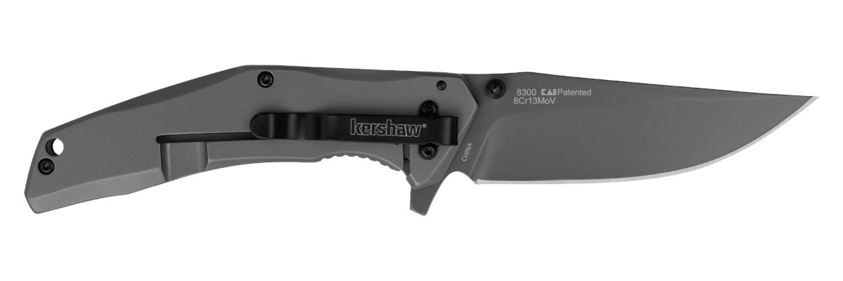 Kershaw 8300 DuoJet 3.25in Folding Clip Point Plain Gray TiCN 8 Cr13 MoV SS