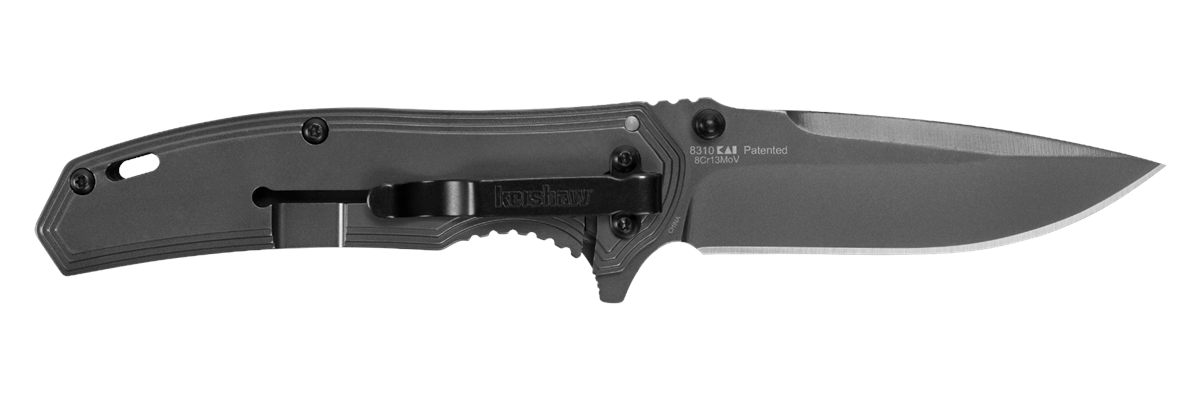 Kershaw 8310 Fringe 3in Folding Drop Point Plain Gray TiN 8 Cr13 MoV SS Bla