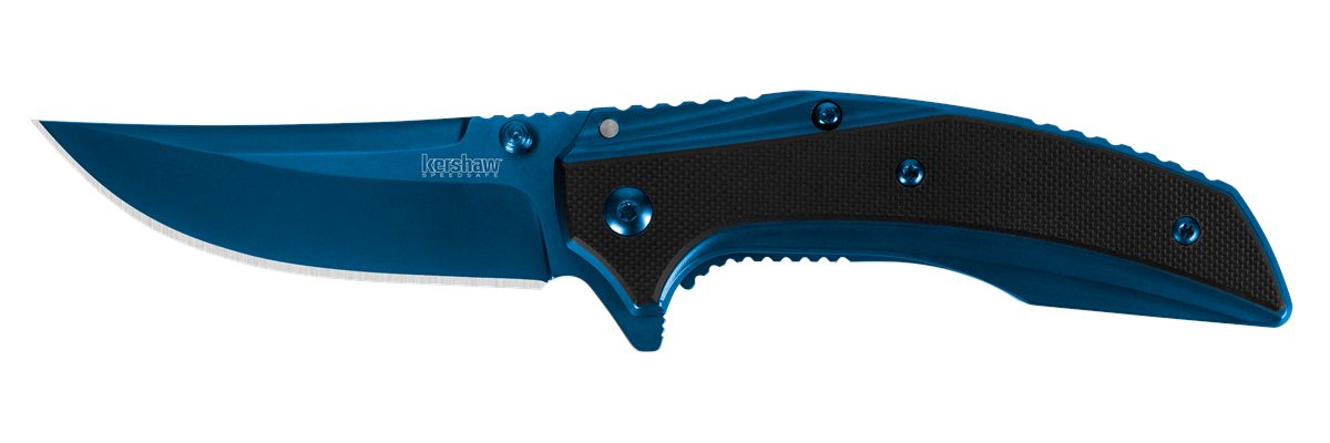 Kershaw Knives 8320 Outright 3in Folding Trailing Point Plain Blue PVD 8 Cr