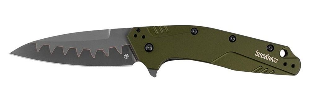 Kershaw Dividend Folding Knife 3in Drop Point Blade Olive view 2