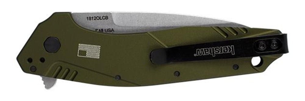 Kershaw Dividend Folding Knife 3in Drop Point Blade Olive view 3