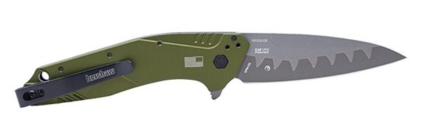 Kershaw Dividend Folding Knife 3in Drop Point Blade Olive view 4