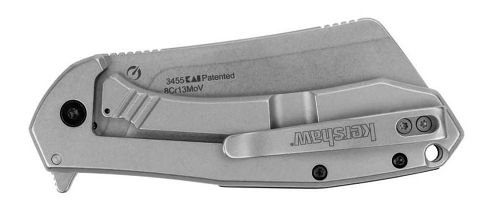 Kershaw Bracket Pocketknife, 3.4in 8 Cr13 MoV Stainless Steel Cleaver Blade view 2