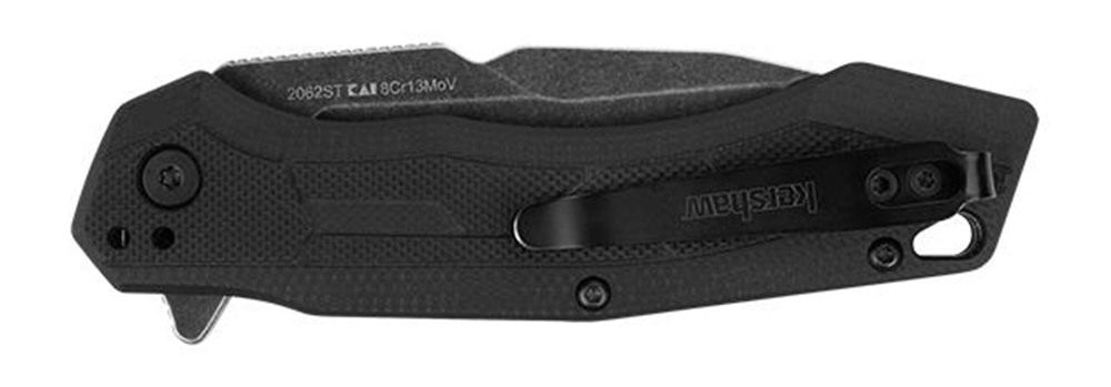 Kershaw Analyst Folding Knife 3-1/4in Partially Serrated Tanto Blade Black view 3