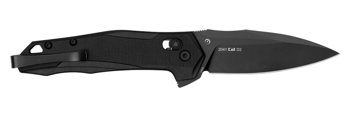 Kershaw 2041 Monitor Mid-Size 3in Folding Spear Point Plain Black Oxide D2
