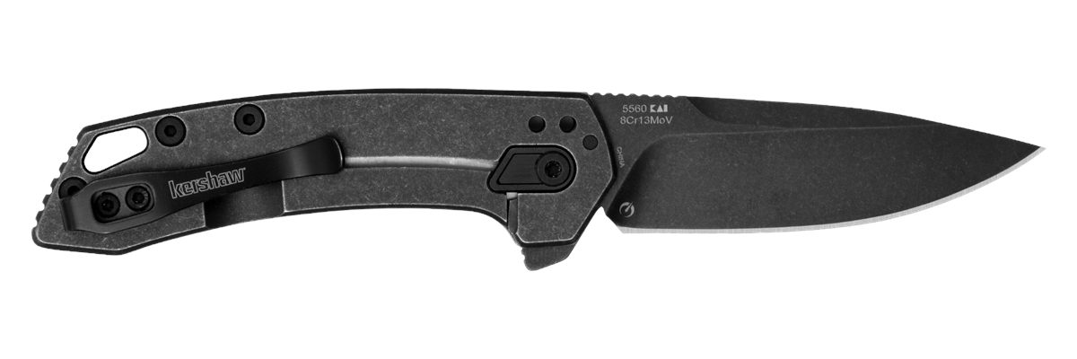 Kershaw Radar 2.90in Folding Drop Point Plain Black Oxide 8 Cr13 MoV SS Bla