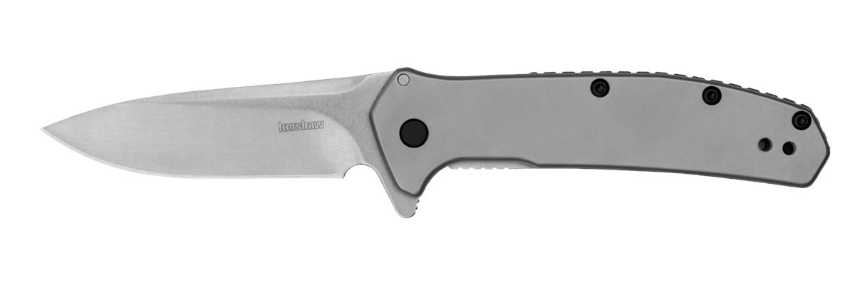 Kershaw Outcome 2.80in Folding Clip Point Plain Stonewashed 8 Cr13 MoV SS B