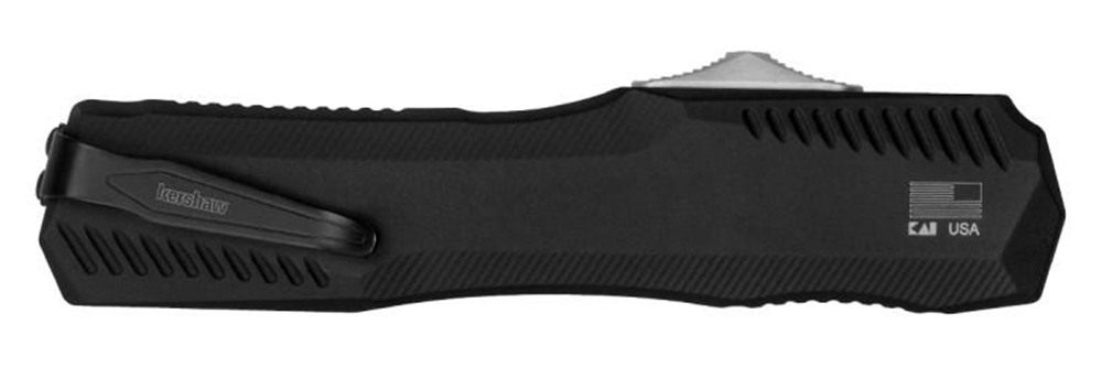 Kershaw 9000 Livewire 3.30in OTF Spear Point Plain Stonewashed CPM 20V SS B view 3