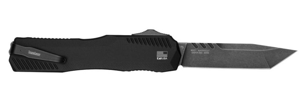 Kershaw 9000T Livewire Automatic 3.30in OTF Tanto Plain Black DLC CPM Magna view 3
