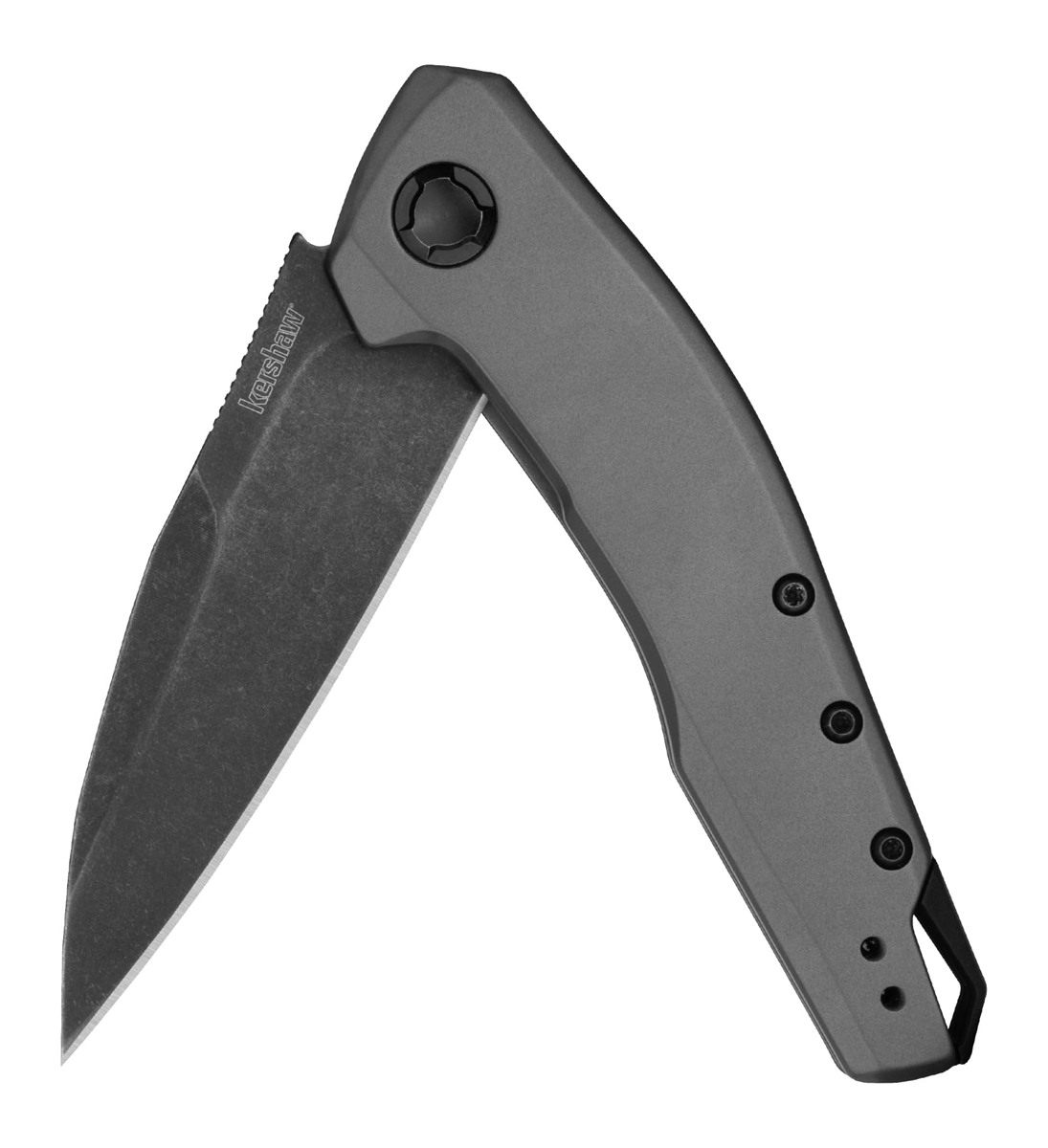 Kershaw Sanctum Pocket Knife, Curved Grey PVD Stainless Steel Handle, 3 inc