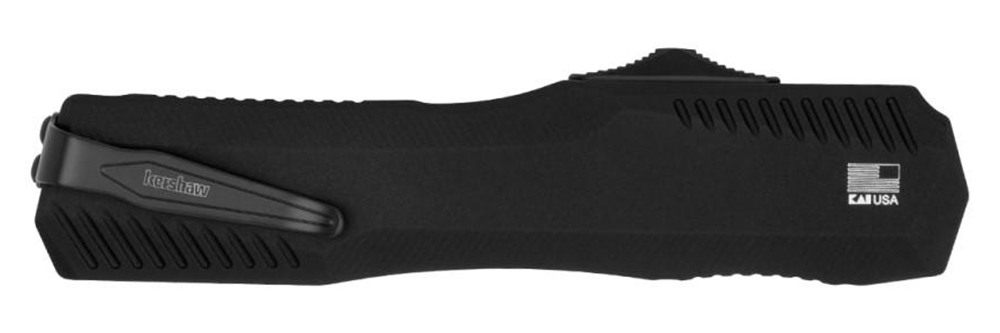 Kershaw 9000DE Livewire Automatic 3.45in OTF Spear Point Plain Black PVD CP view 2