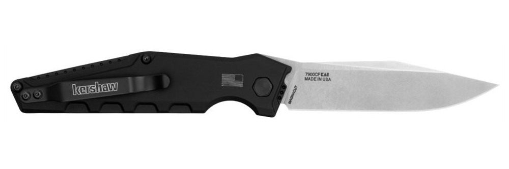 Kershaw 7900CF Launch 7 EDC 3.75in Automatic Clip Point Plain Satin CPM Mag view 3