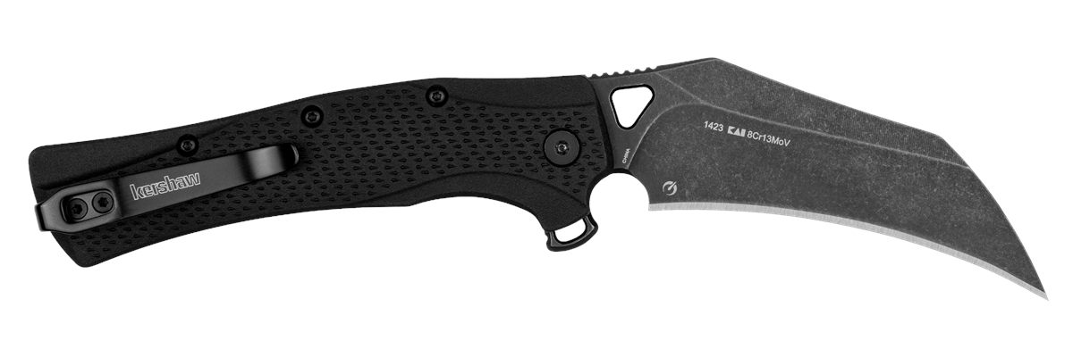 Kershaw 1423 Dawnstar Tactical 3.50in Folding Hawkbill Plain Blackwash 8 Cr