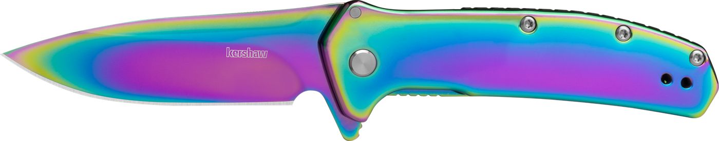 Kershaw 2044RBW Outcome 2.80in Folding Drop Point Plain Polished Rainbow PV
