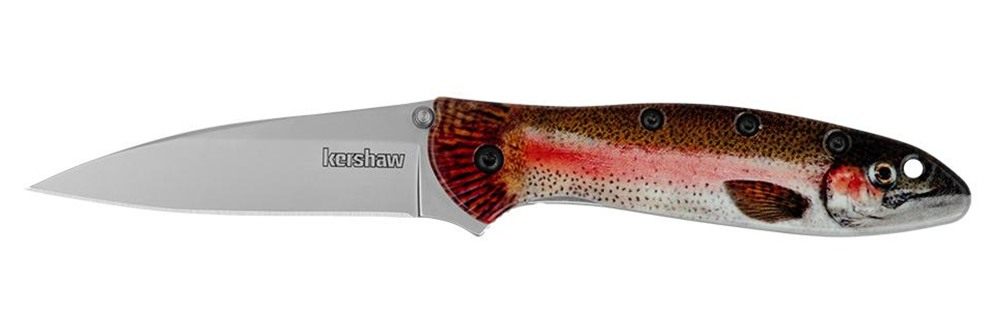 Kershaw 1660TROUT Leek Trout EDC 3in Folding Drop Point Plain Bead Blasted view 4