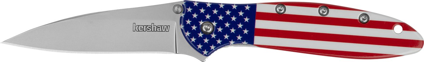 Kershaw 1660USA Leek USA EDC 3in Folding Drop Point Plain Bead Blasted 14C2