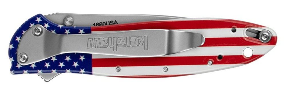 Kershaw 1660USA Leek USA EDC 3in Folding Drop Point Plain Bead Blasted 14C2 view 2