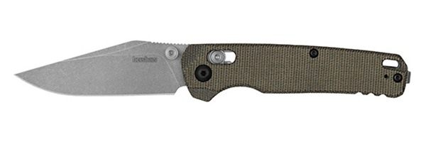 Kershaw BEL AIR Clip Point Knife Plain Edge Manual Open-Olive Micarta (USA)