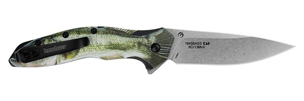 Kershaw Shoreline Bass Folding Knife 3in Drop Point Blade Green