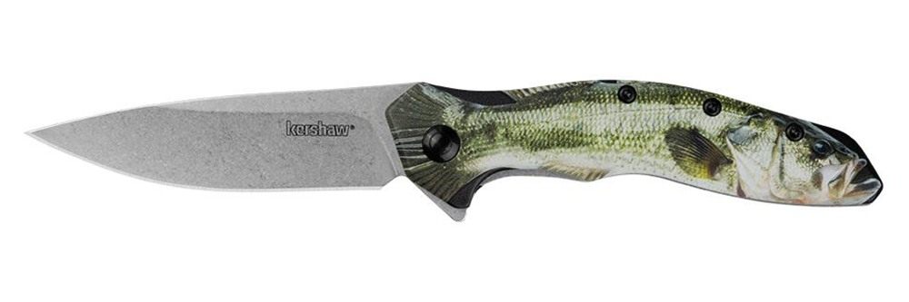 Kershaw Shoreline Bass Folding Knife 3in Drop Point Blade Green view 2