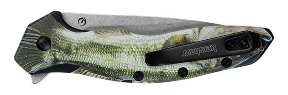 Kershaw Shoreline Bass Folding Knife 3in Drop Point Blade Green view 3