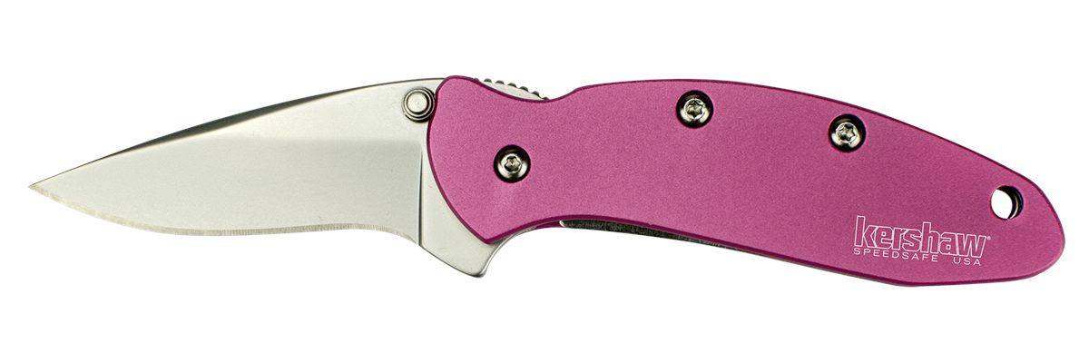 Kershaw Knives 1600PINK Chive 1.90in Folding Drop Point Plain Bead Blasted