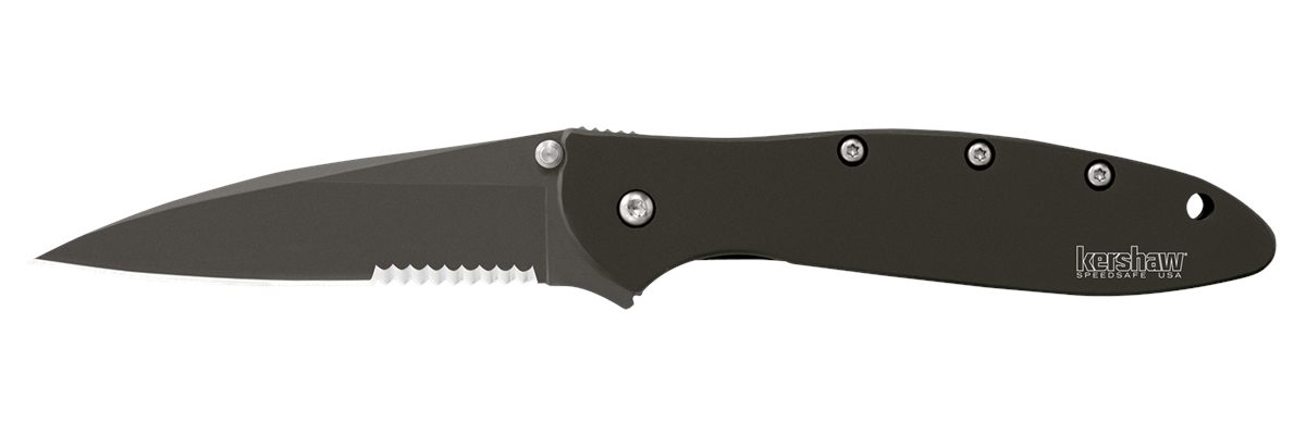 Kershaw Knives 1660CKTST Leek 3in Folding Modified Drop Point Part Serrated