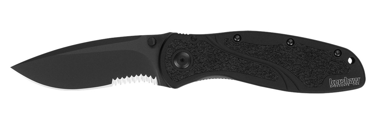 Kershaw 1670BLKST Blur 3.40in Folding Drop Point w/Recurve Part Serrated Bl