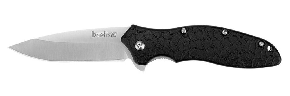 Kershaw 1830 OSO Sweet 3in Flipper Drop Point Plain Satin 8 Cr13 MoV SS Bla view 2
