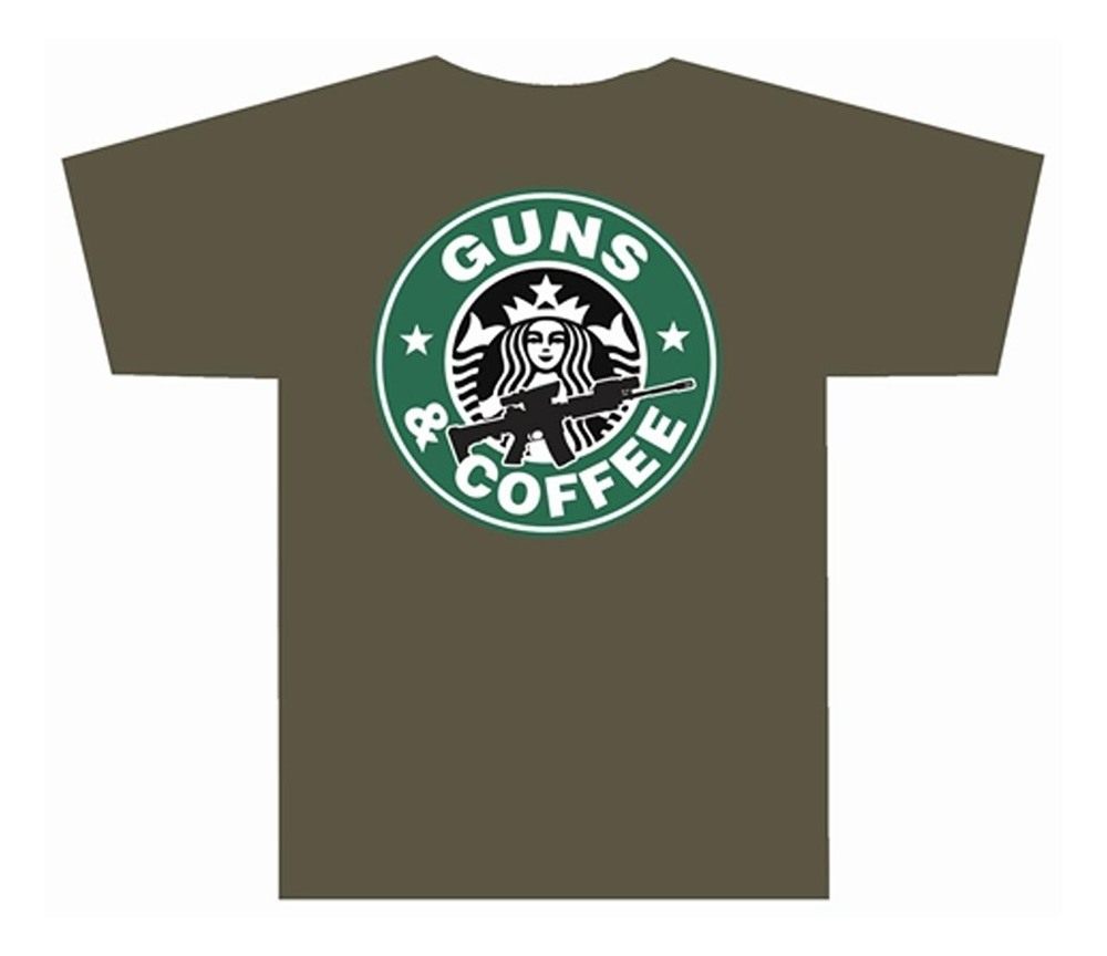 Tuff Products Guns and Coffee Short Sleeve Shirt OD Green 2XL
