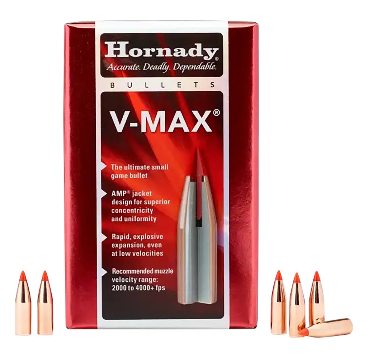 Hornady 17105 V-Max 17 Cal .172 25 gr V 100 Per Box/ 40 Case