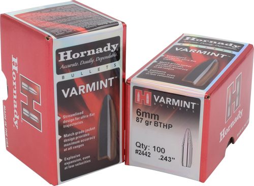 Hornady 2442 Traditional Varmint 6mm .243 87 gr Hollow Point Boat Tail 100