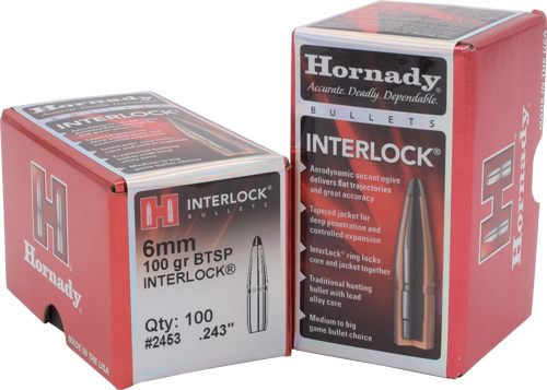Hornady 2453 InterLock 6mm .243 100 gr Boat Tail Spire Point Per Box/ 25 Ca view 2