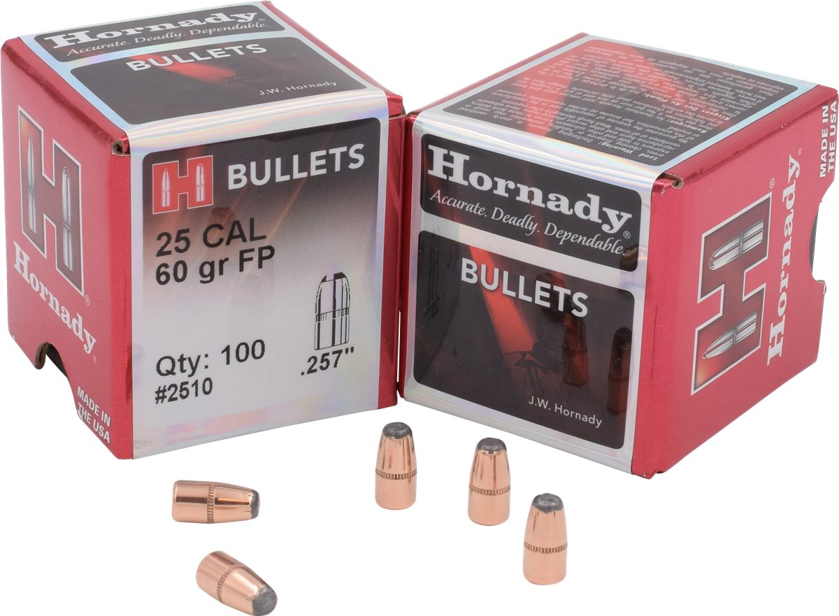 Hornady 2510 Traditional Varmint 25 Cal .257 60 gr Flat Point 100 Per Box/