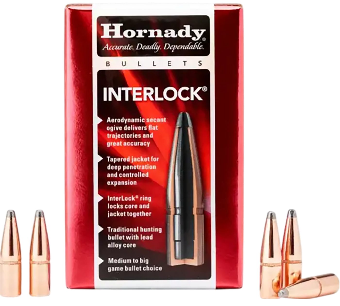 Hornady 2552 InterLock 25 Cal .257 117 gr Boat Tail Spire Point 100 Per Box