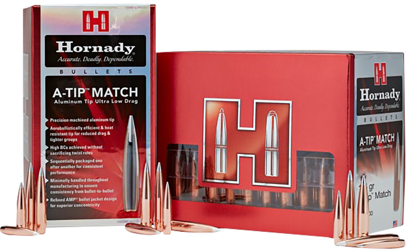 Hornady Aluminum A-Tip Match Rifle Bullets 25 cal .257 138 GR (1-7.5'') 100